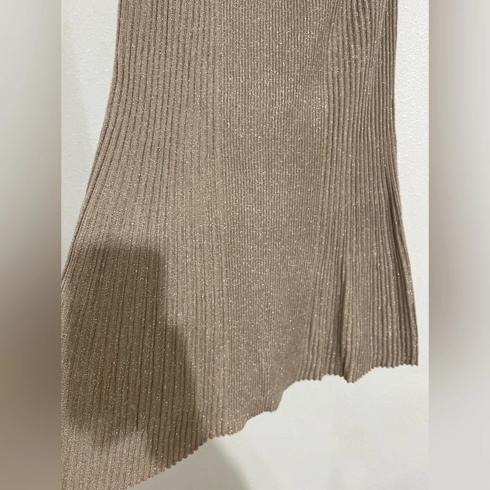 Alfani knit A line midi skirt gold shimmer s S NWOT
